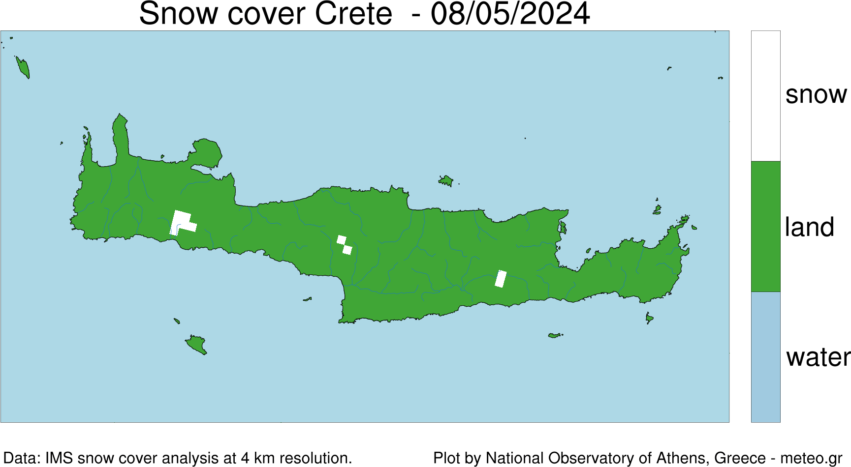 Map of snow in Crete